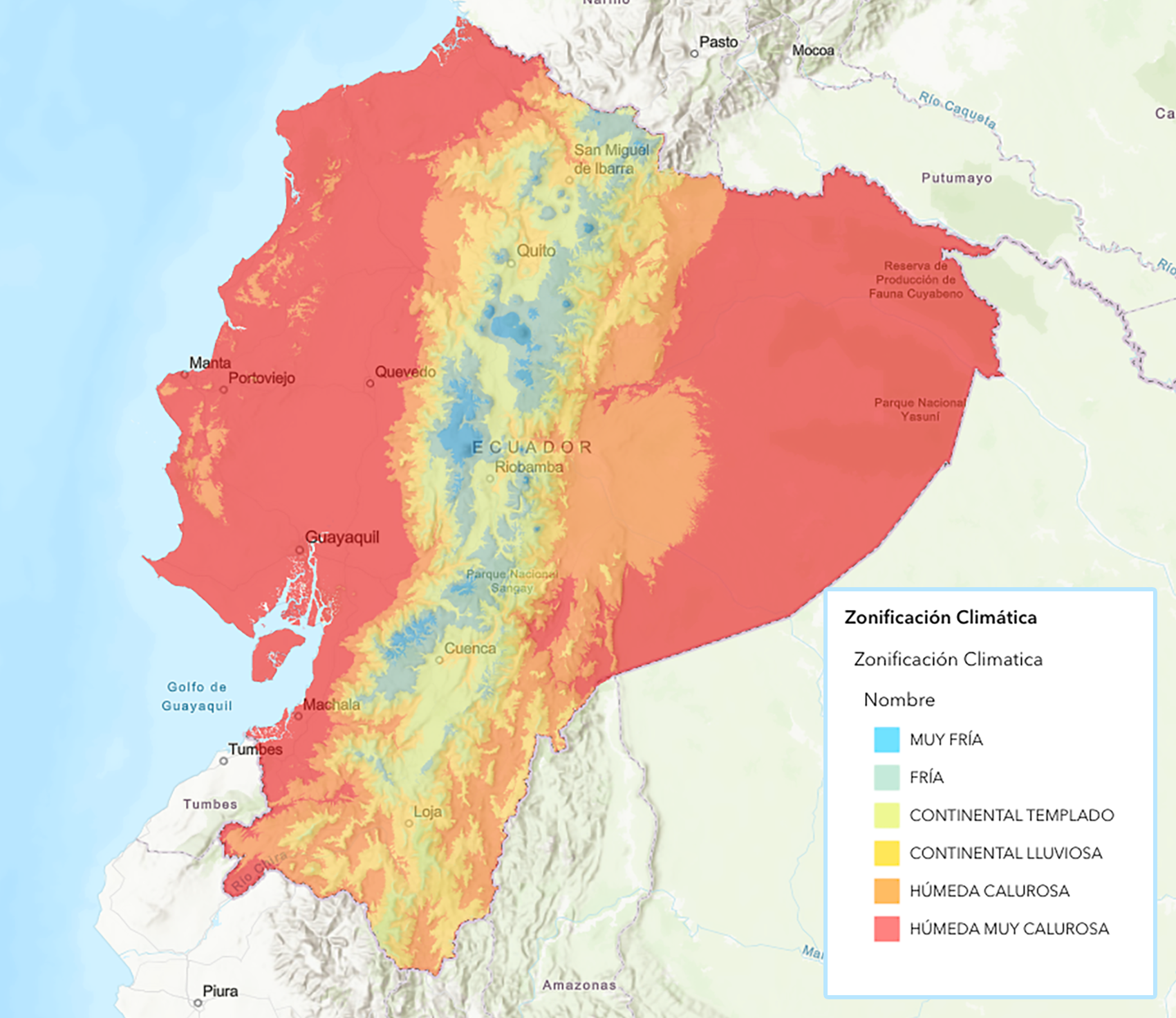Mapa de Zonas Climáticas de Ecuador
